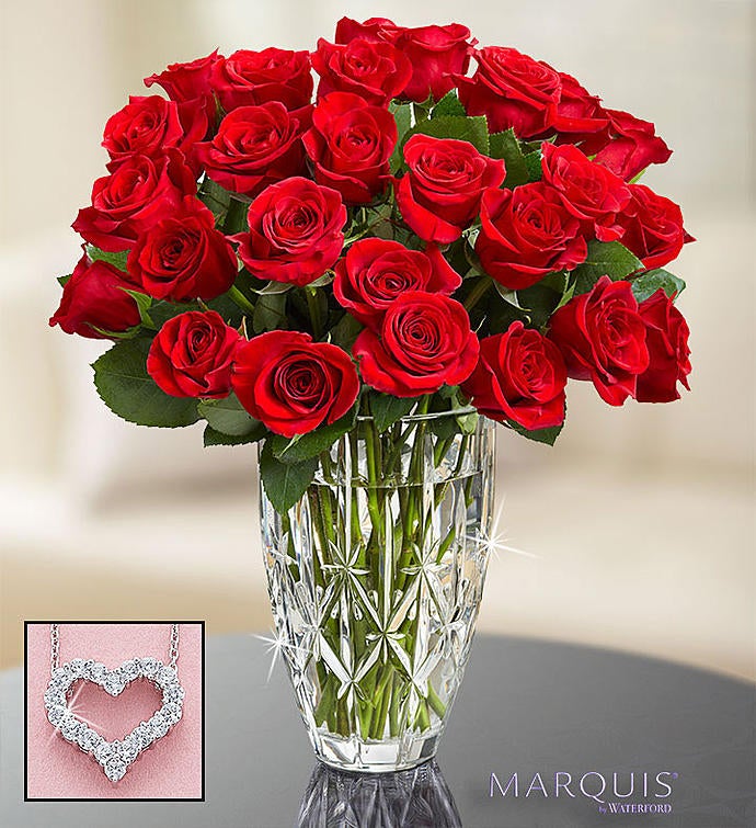 Red Roses in Marquis by Waterford® Vase