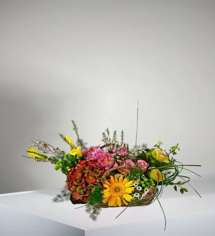 Basket of Colored Flowers