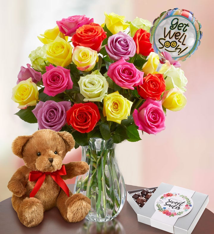 Get Well Soon Assorted Roses, 12-24 Stems