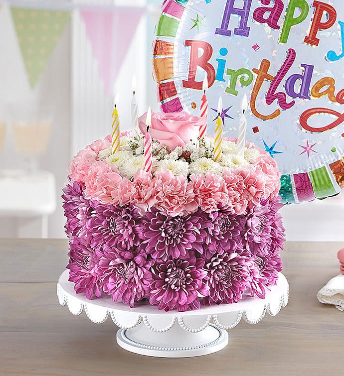 Birthday Wishes Flower Cake Pastel 1800flowerscom 148666