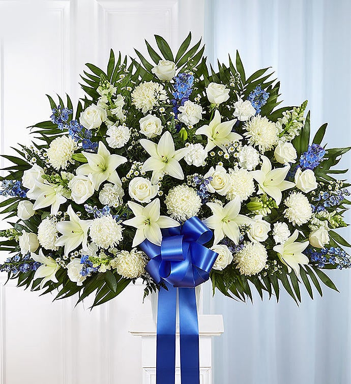 Heartfelt Sympathies™ Standing Basket- Blue & White