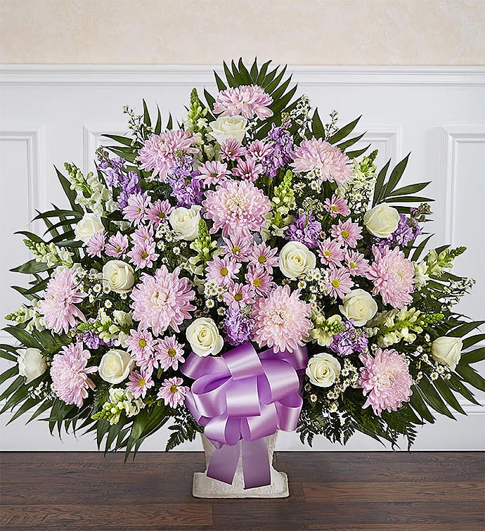Heartfelt Tribute™ Floor Basket- Lavender & White