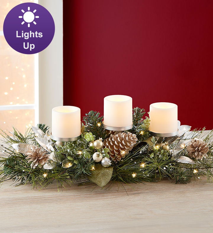 Winter Splendor Centerpiece With LED Candles