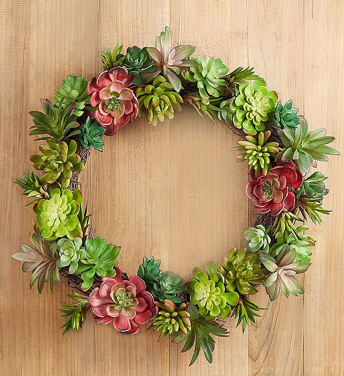 Faux Succulent Wreath-14"