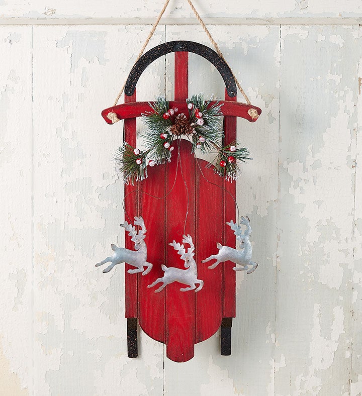 Prancing Through the Snow Hanging Sleigh- 18"