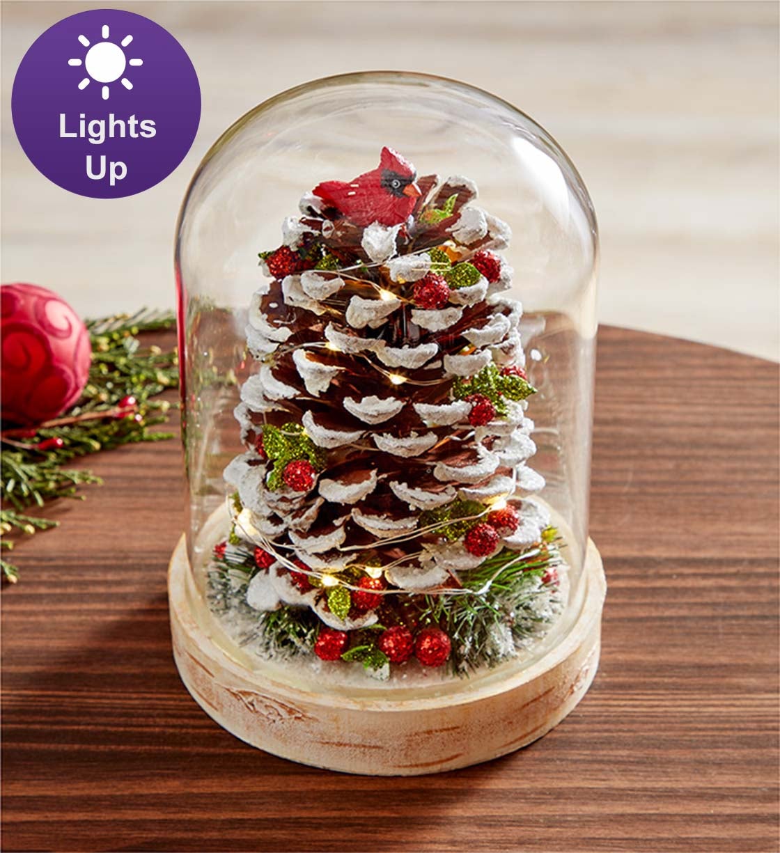Kissing Krystals® Light Up Pinecone Cloche