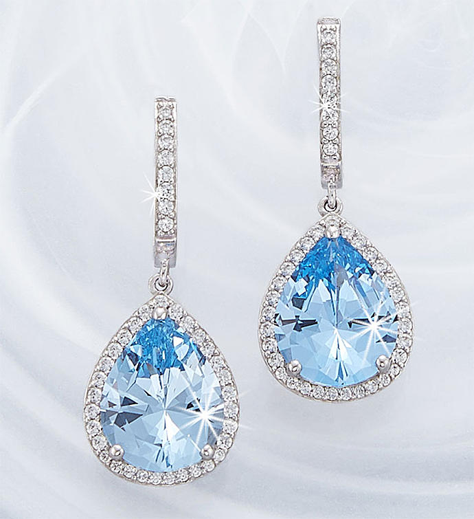 Crislu Blue Quartz Drop Earrings