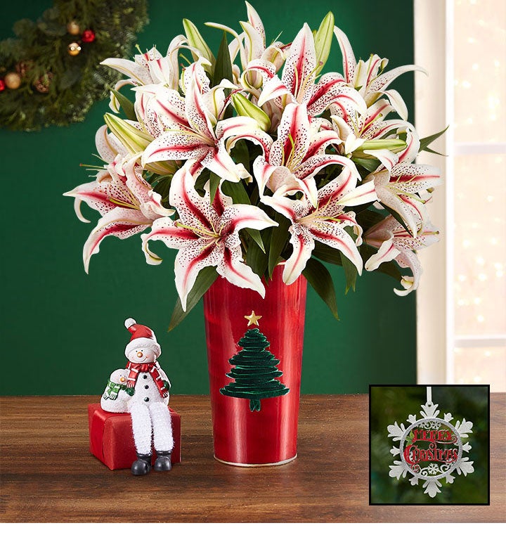 Candy Cane Lily Christmas Bouquet