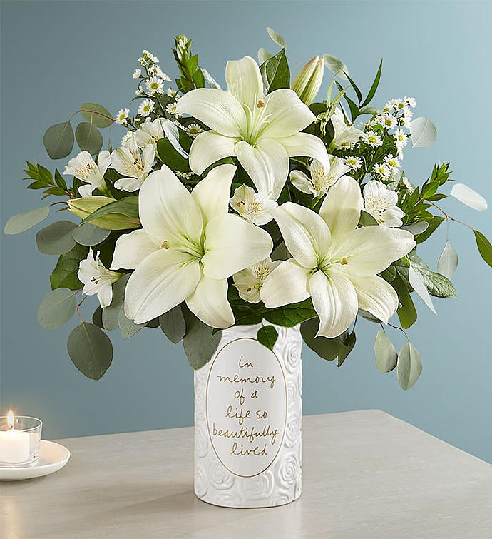 White Lily Bouquet for Sympathy