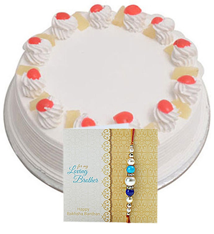 Rakhi & 1kg Eggless Pineapple Cake