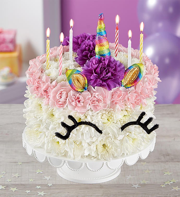 Birthday Wishes Flower Cake Unicorn From 1 800 Flowerscom