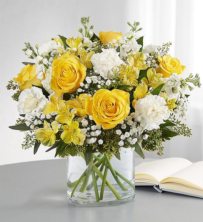 White & Yellow Sympathy and Funeral Flowers | 1800Flowers.com