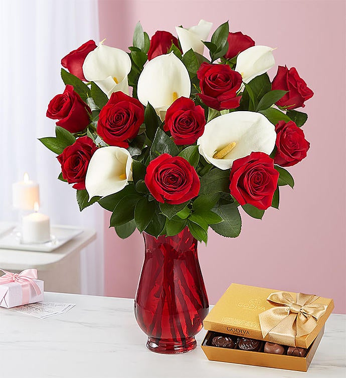 Stunning Red Rose & Calla Lily Bouquet